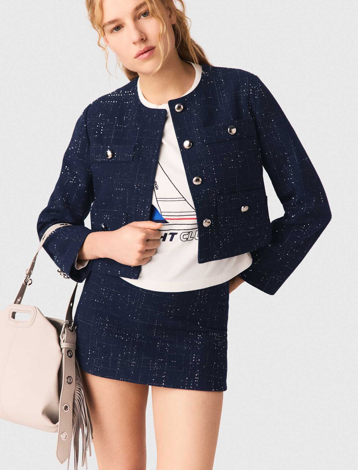 Short jacket with patch pockets : Blazers & Jackets color Navy