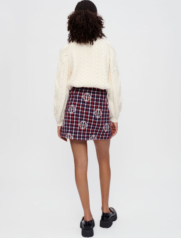 Checked Clover jacquard skirt : Skirts & Shorts color Navy/Red