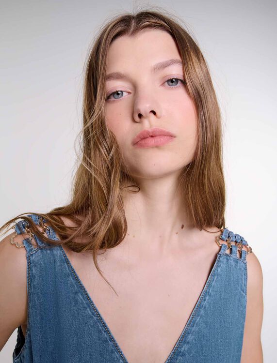Cutaway denim maxi dress - Fall-Winter Collection - MAJE