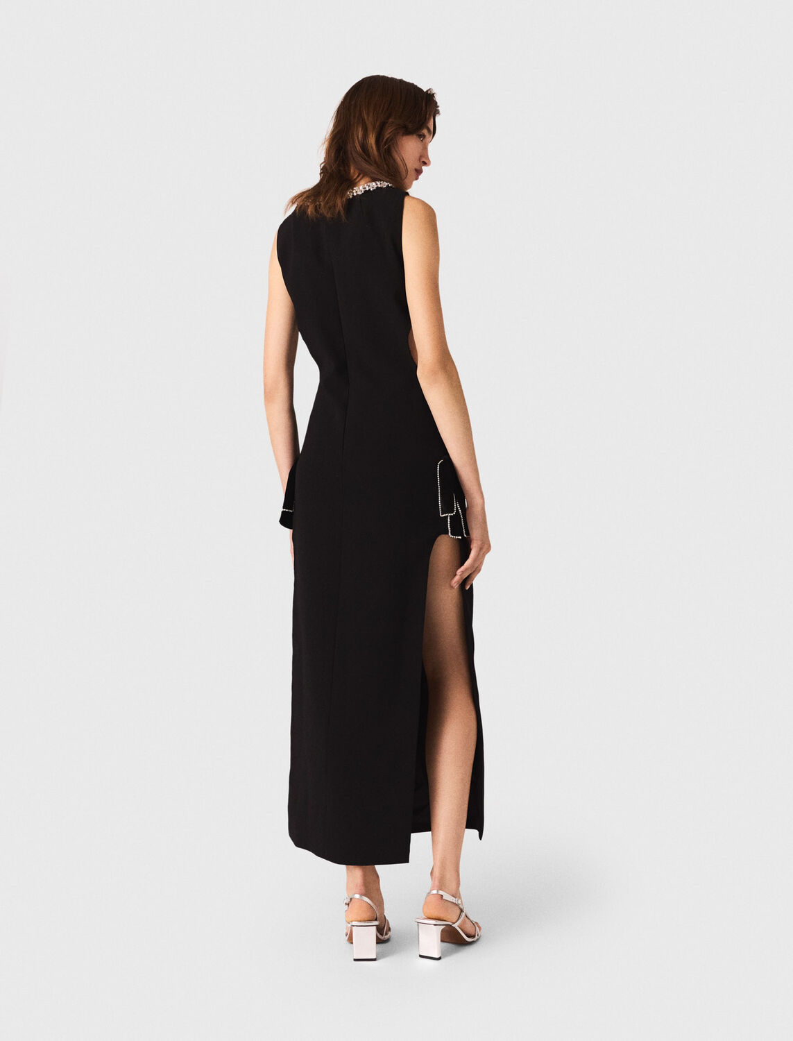 Jewel-collar maxi dress : Dresses color Black