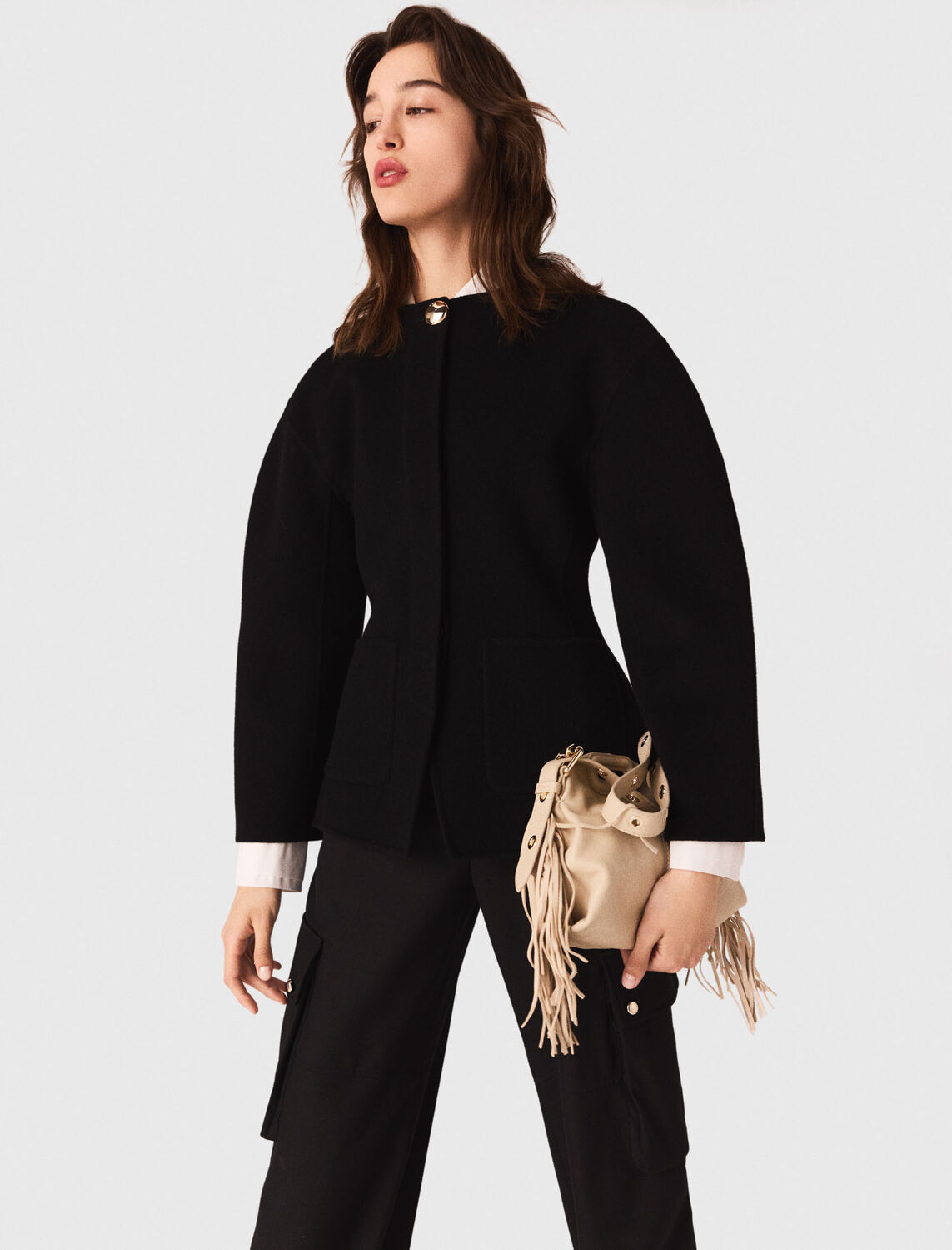 Double-faced coat : Blazers & Jackets color Black