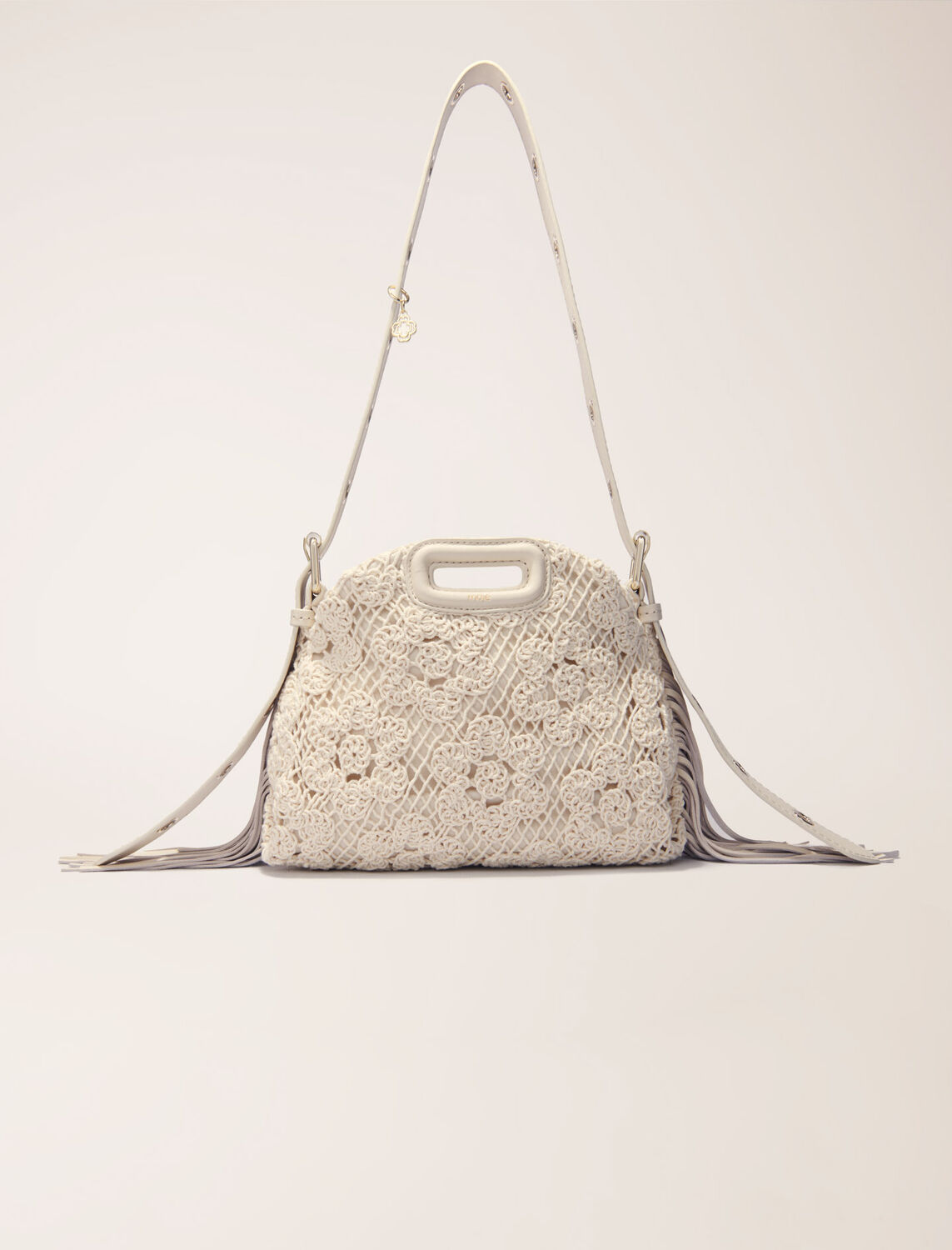 Crochet-knit mini Miss M bag : Sweaters & Cardigans color Ecru