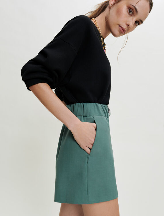Elasticated tailored shorts : Skirts & Shorts color Green