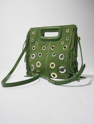 M bag in suede leather : Bags color Agave green