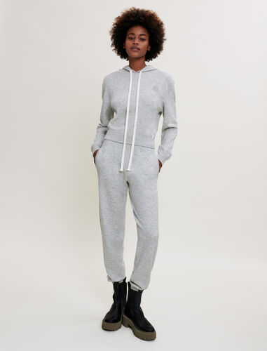 Marl fleece hoodie : Tops color Grey