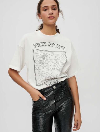 Wide T-shirt with Free Spirit embroidery : T-Shirts color White