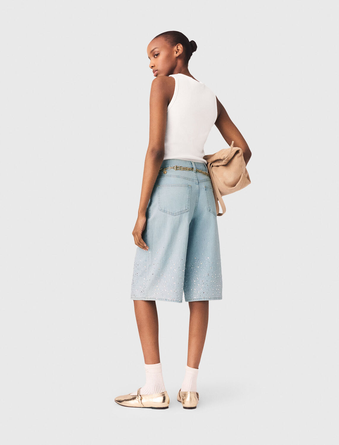 Rhinestone Bermuda shorts - Skirts & Shorts - MAJE