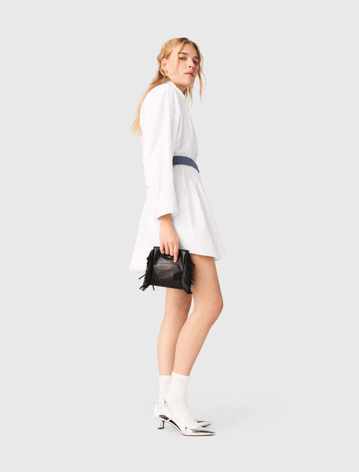 Shirt dress with contrast belt - Dresses - MAJE
