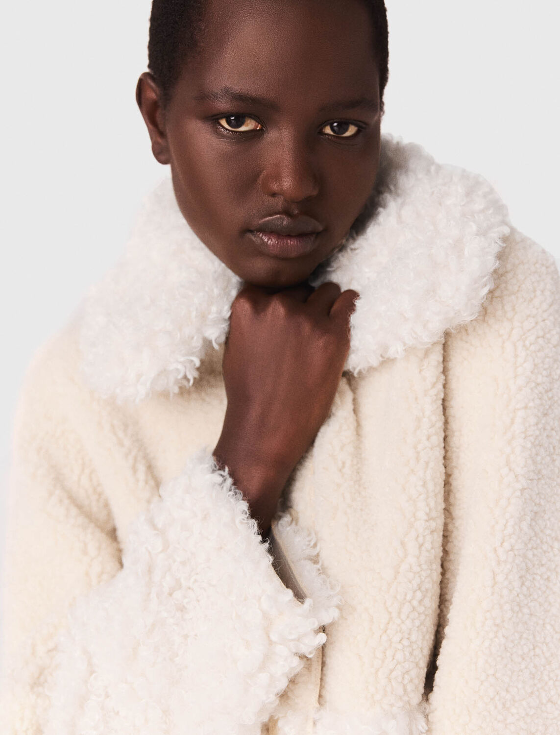Long faux fur coat - Coats - MAJE