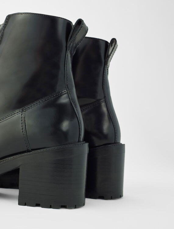 Black leather heeled boots - Shoes - MAJE