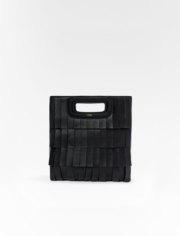 Leather M bag with fringing : M Bag color Black