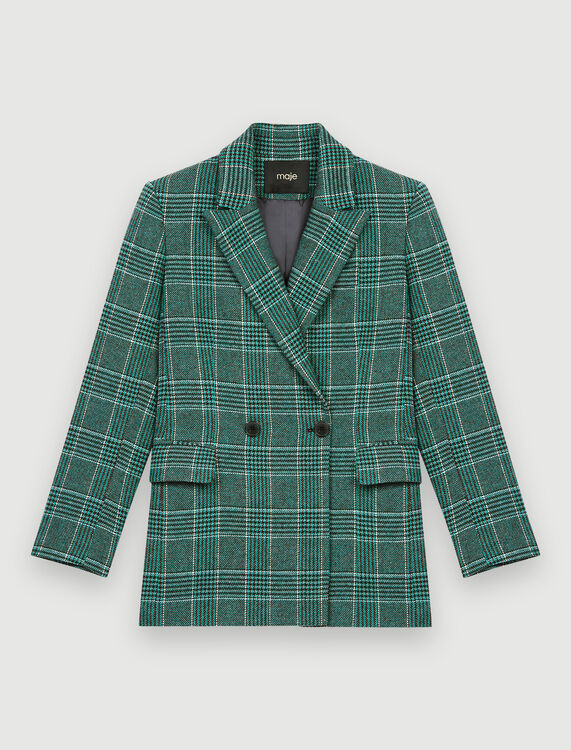 Double-breasted checked jacket - Coats & Jackets - MAJE