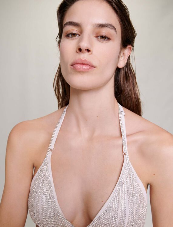 Bra with chains and rhinestones - T-Shirts - MAJE