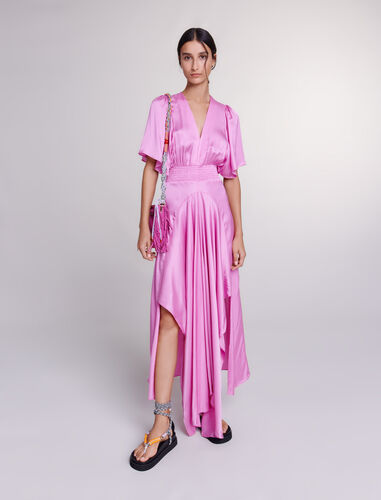 Satin-look maxi dress : Dresses color Pink