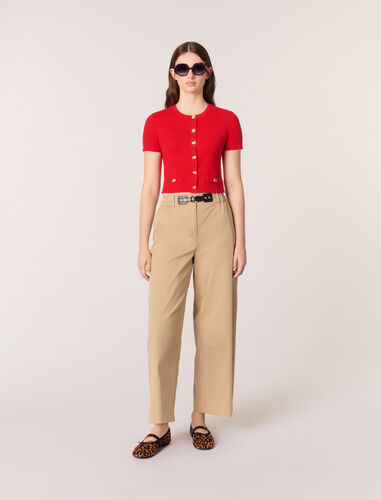 Cropped cardigan with gold buttons : Sweaters & Cardigans color Red