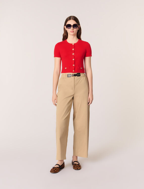 Cropped cardigan with gold buttons : Sweaters & Cardigans color Red