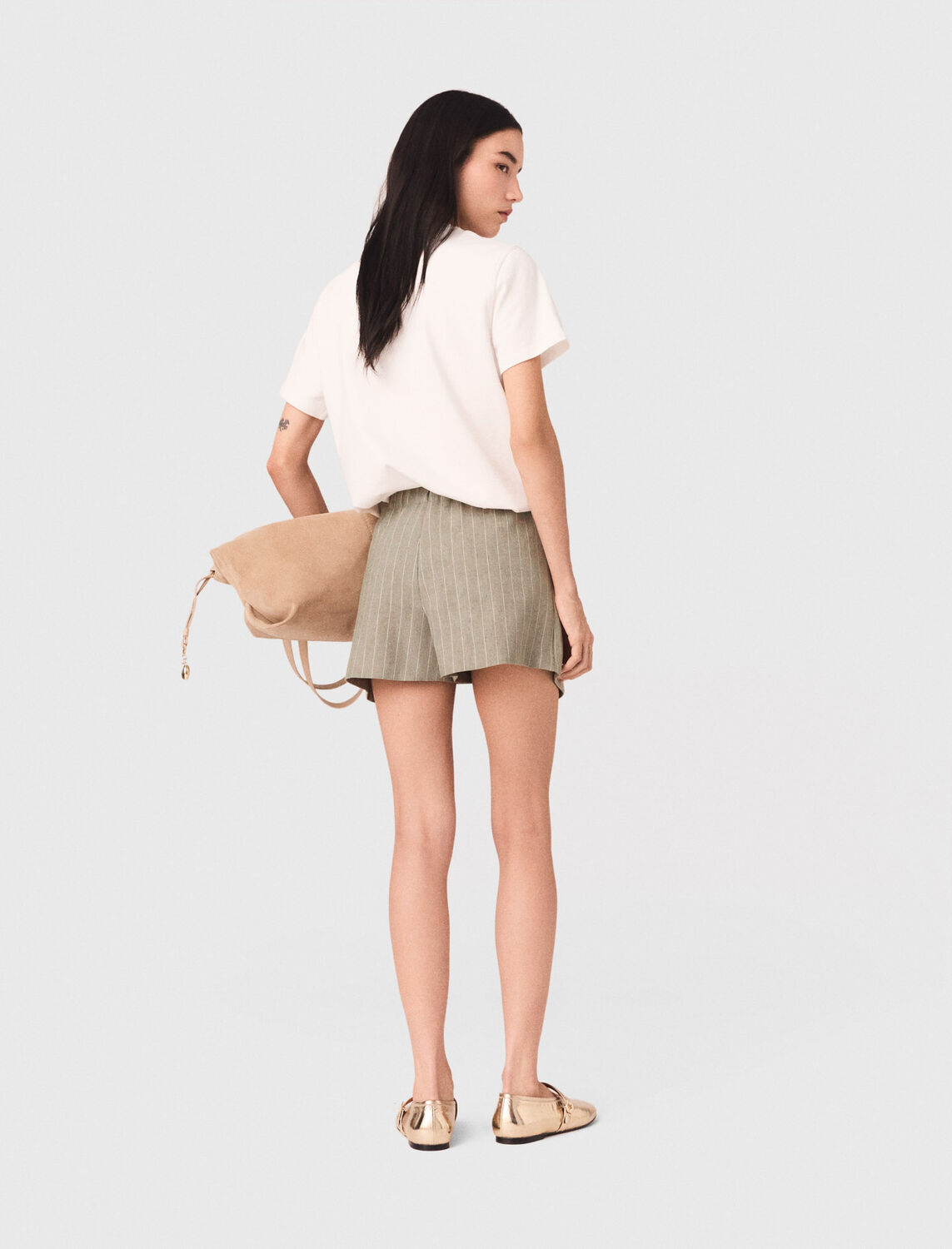 Layered linen blend shorts - Skirts & Shorts - MAJE