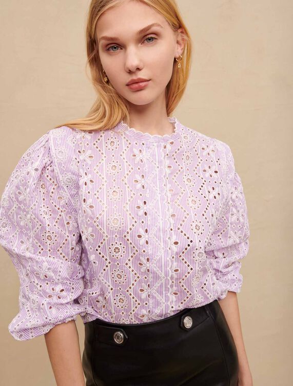 Embroidered cotton shirt - Tops - MAJE