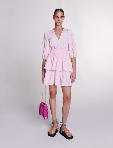 Short ruffled dress : Dresses color Pale Pink