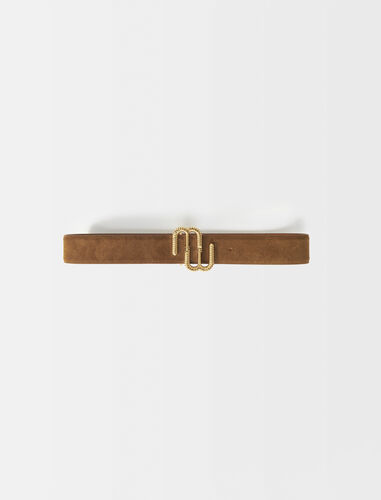 Faux suede belt with Clover logo : Belts color Tabacco