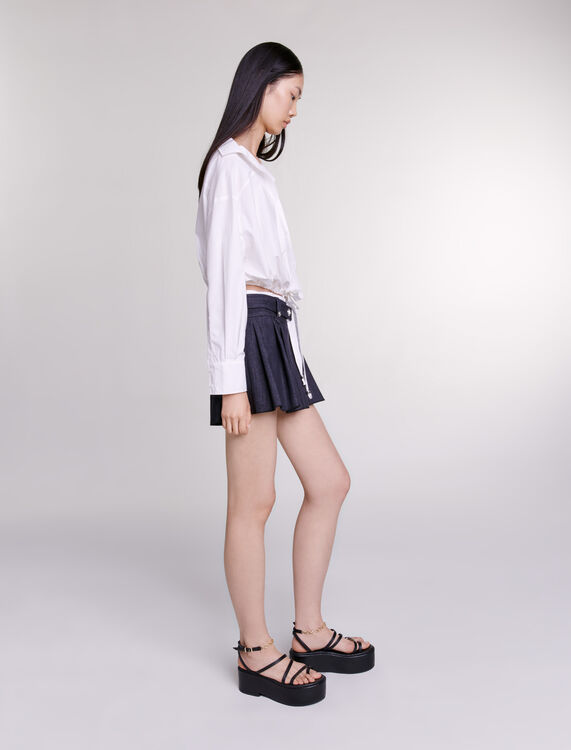 Black denim-effect mini skirt -  - MAJE