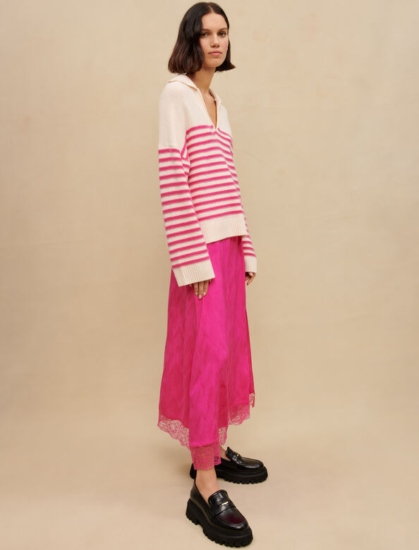 Striped Breton jumper : Sweaters & Cardigans color Pink/Ecru