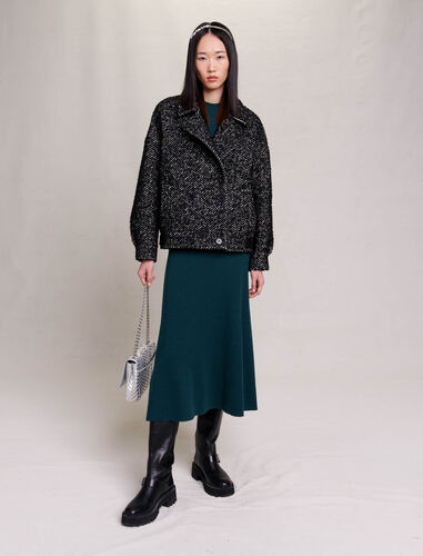 Structured coat : Coats color Black / White