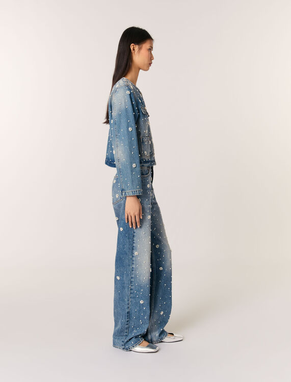 Embroidered denim jacket - Blazers & Jackets - MAJE