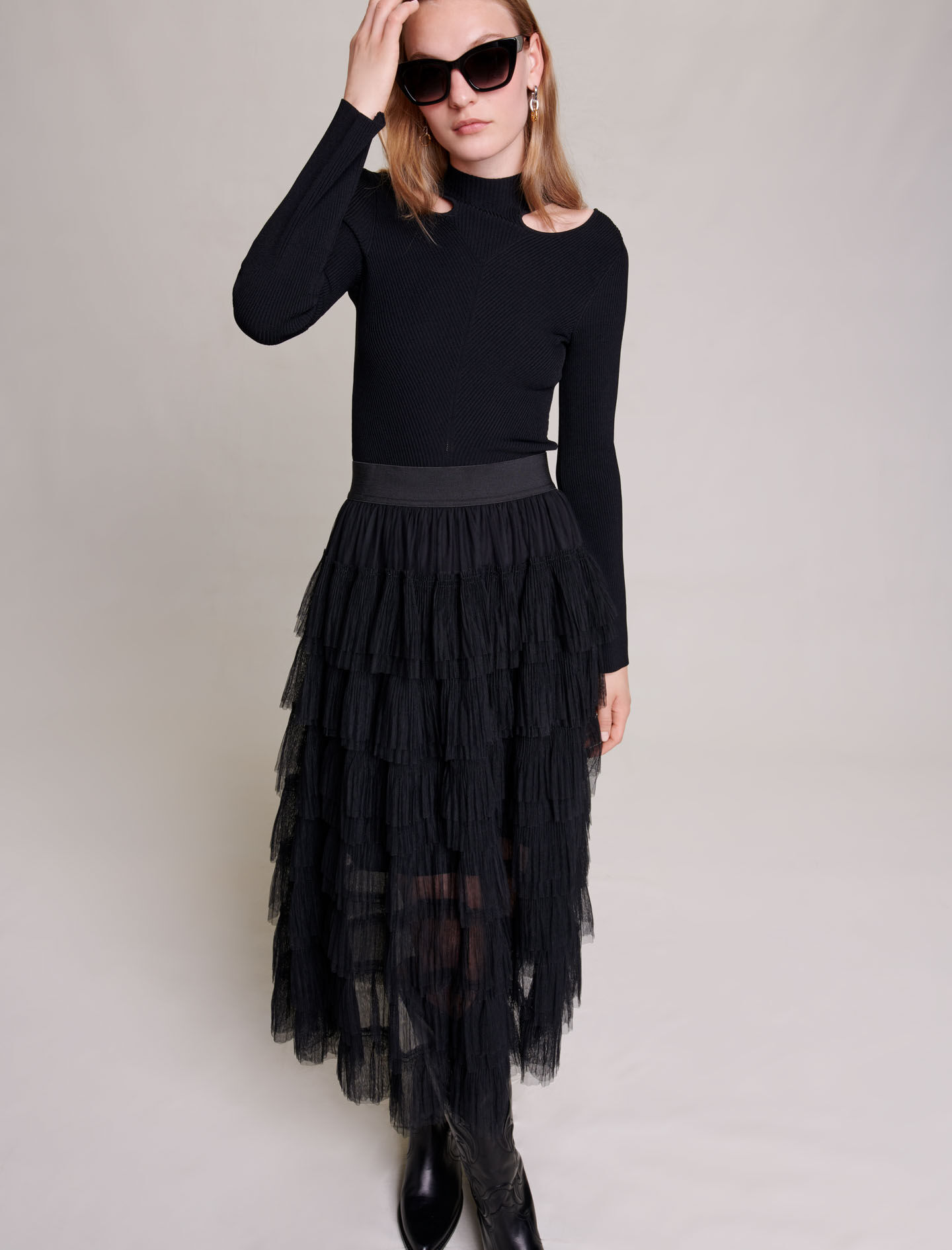 120JOSEPHA Tulle midi skirt Skirts Shorts Maje