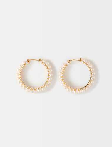 Beaded hoop earrings : Jewelry color White