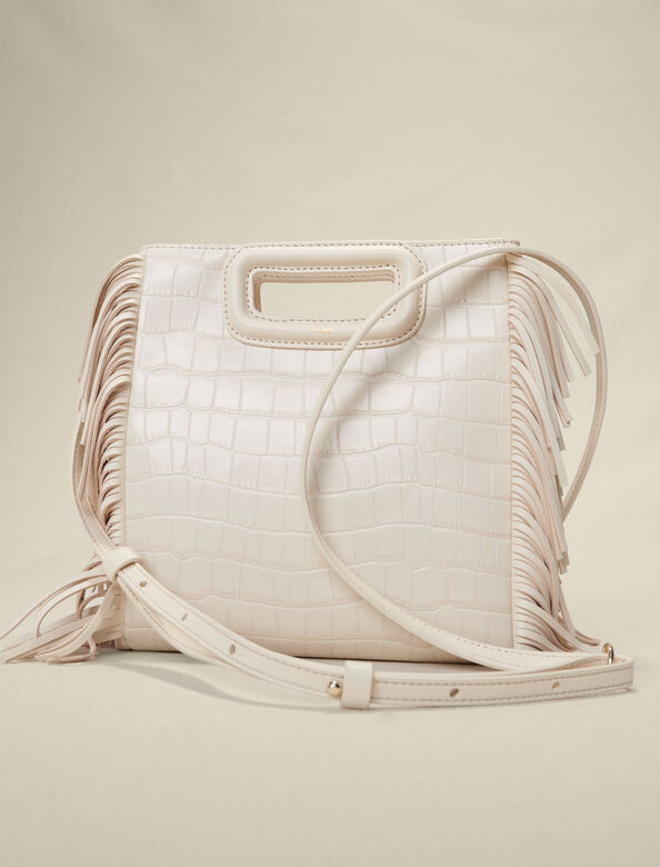 M bag in crocodile-effect leather : Bags color Vanilla Ecru