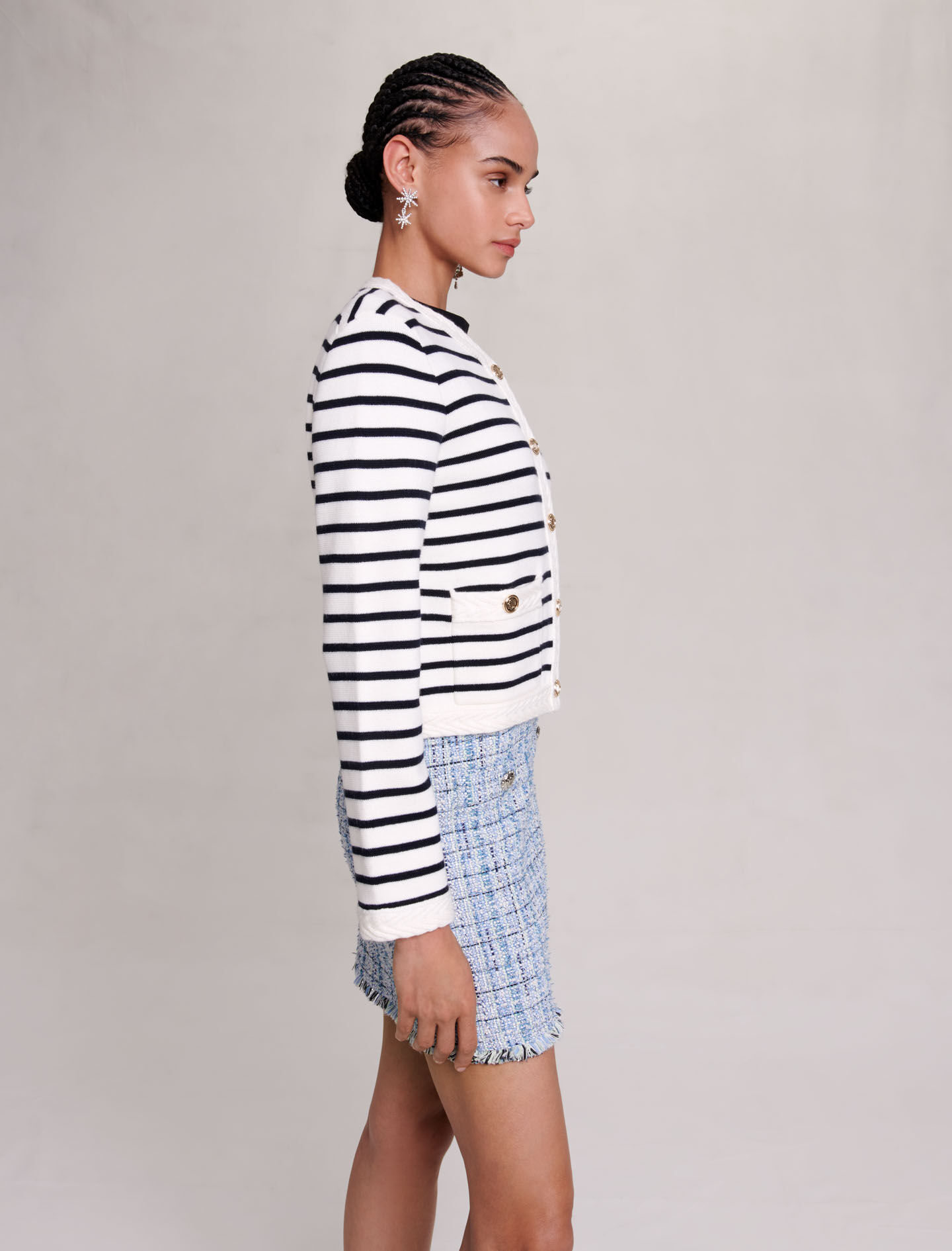 123MARACASSE Striped knit cardigan Sweaters Cardigans Maje