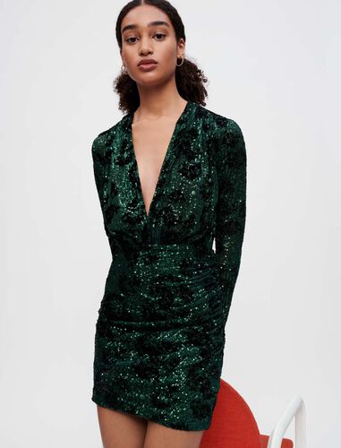 Dress with full sequin embellishment : Dresses color Green