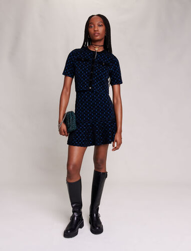 2-in-1 knit effect dress : Dresses color Blue / black