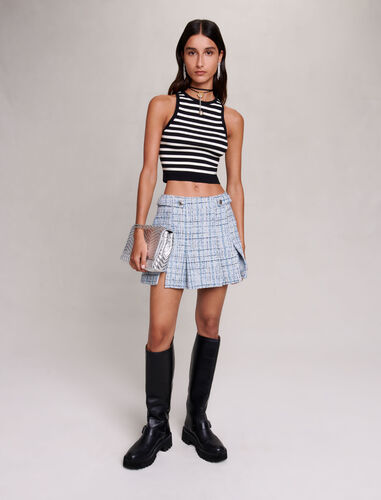 Striped crop top : View All color Black/Ecru