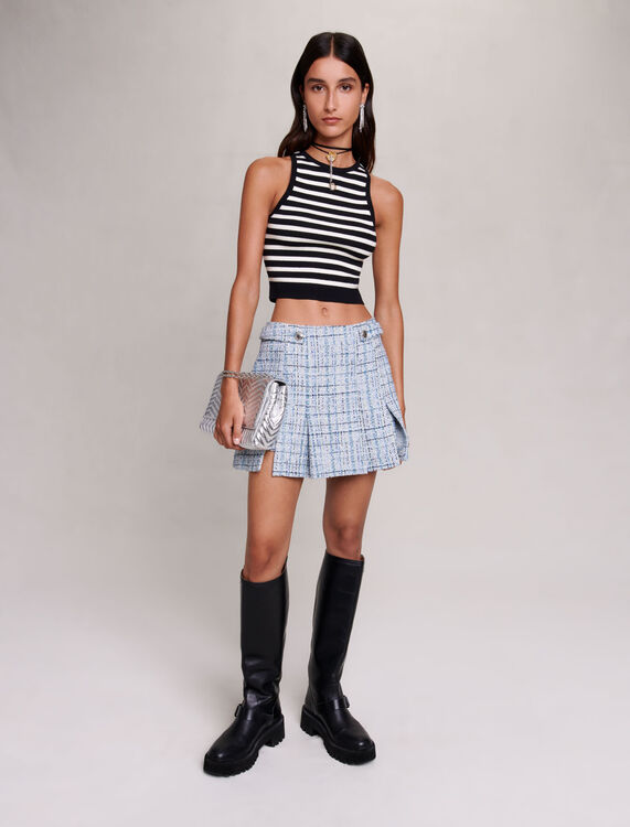 Striped crop top : Fall-Winter Collection color Black/Ecru