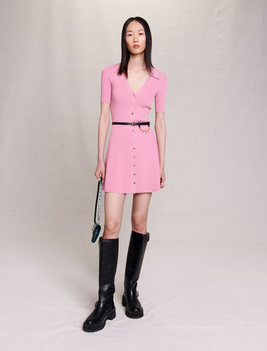 Sparkly ribbed knit dress : View All color Pale Pink