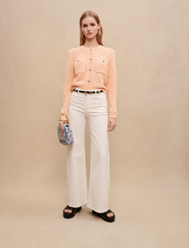 Sequinned knit cardigan : Sweaters & Cardigans color Orange