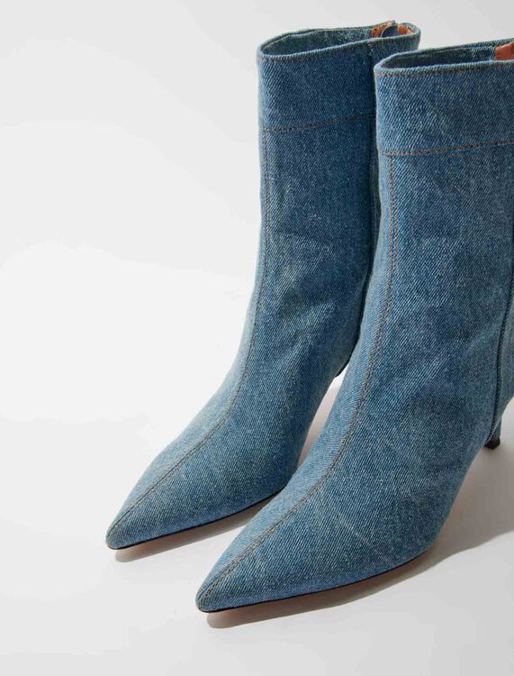 Denim boots with pointed toe - Booties & Boots - MAJE