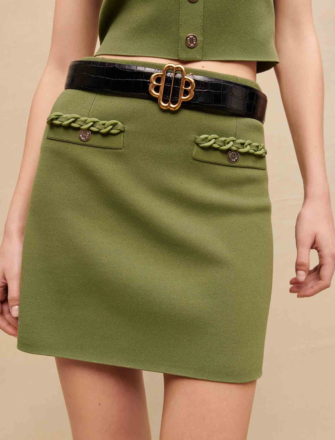 Leather belt with Clover logo : Spring-Summer 25 Collection color Black