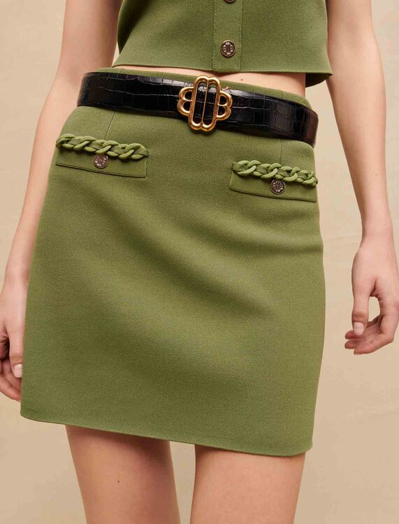 Leather belt with Clover logo - Spring-Summer 25 Collection - MAJE