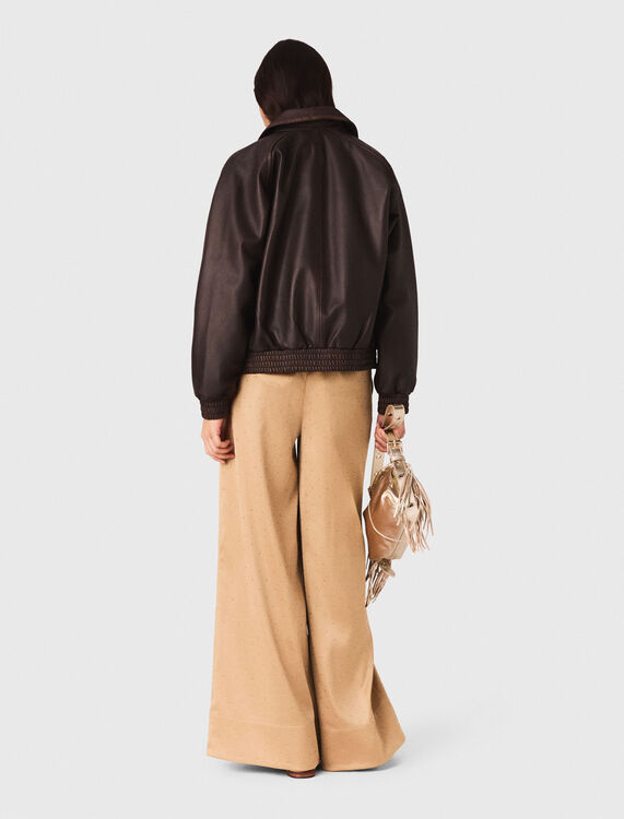 Rhinestone satin trousers - Trousers & Jeans - MAJE