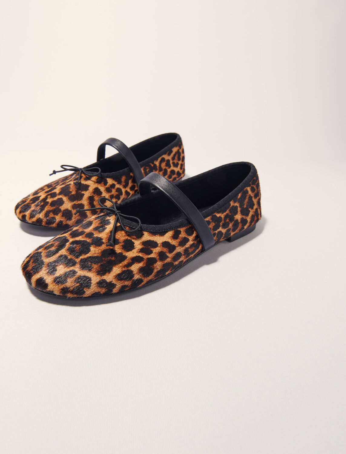 Leopard-effect leather ballet flats - Sling-Back & Sandals - MAJE