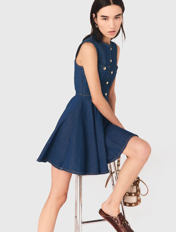 Short flared denim dress - Dresses - MAJE