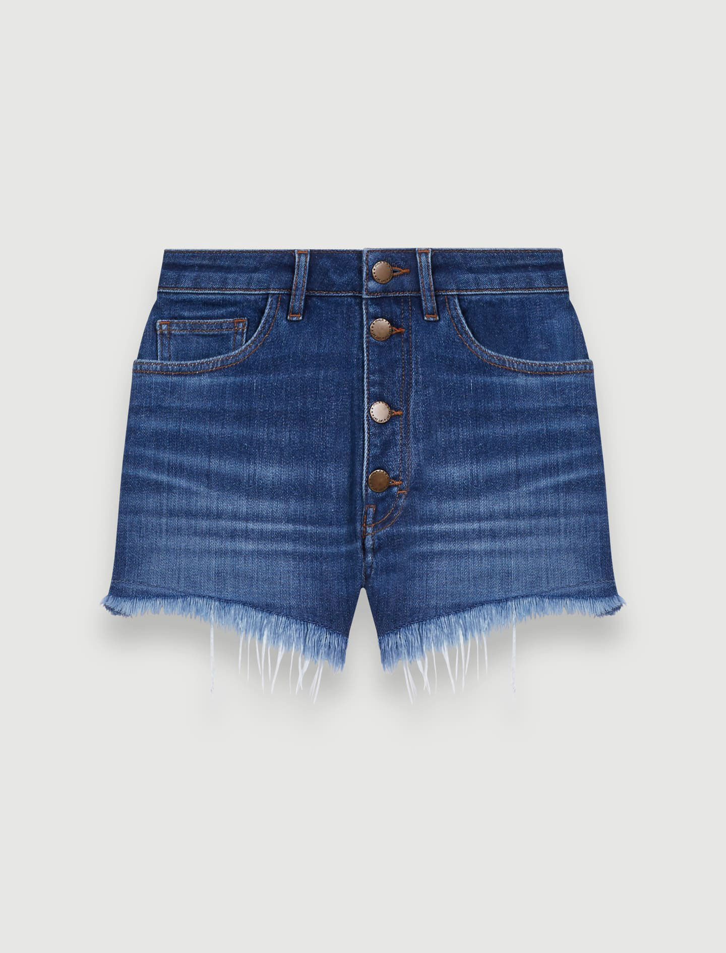 jean shorts with pockets showing