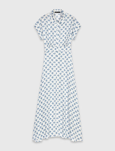Jacquard print maxi dress : Dresses color Blue Small Flowers Print