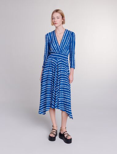 Asymmetrical maxi dress : View All color tie dye blue drop print