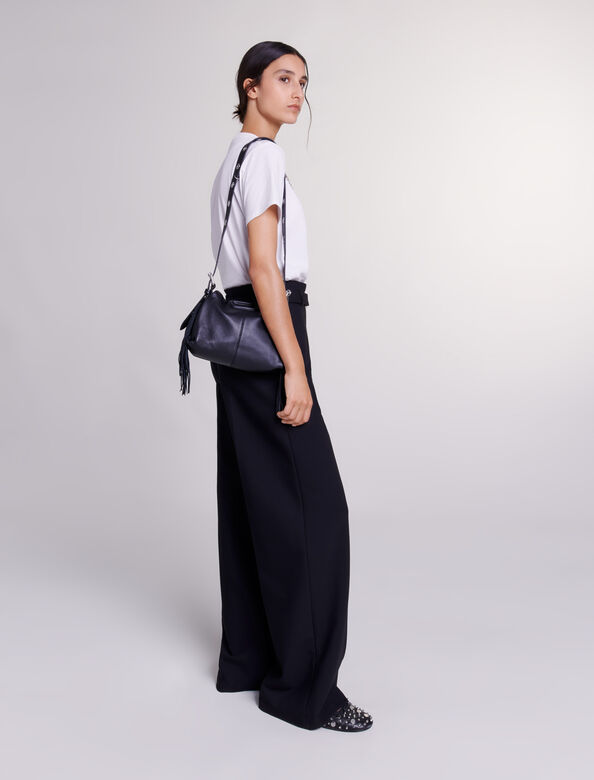WIDE BELTED TROUSERS : Trousers & Jeans color Black