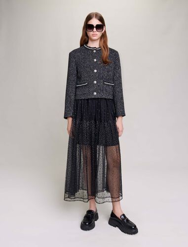 Short beaded jacket : Blazers & Jackets color Black/Glitter