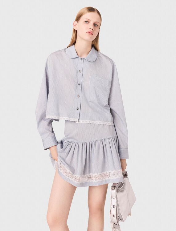 Short rhinestone striped shirt - Shirts - MAJE